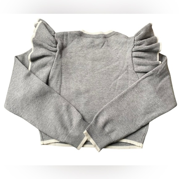 NWT Day + Moon Womens Gray Ruffled Sleeve Sweater Size M - Picture 7 of 7